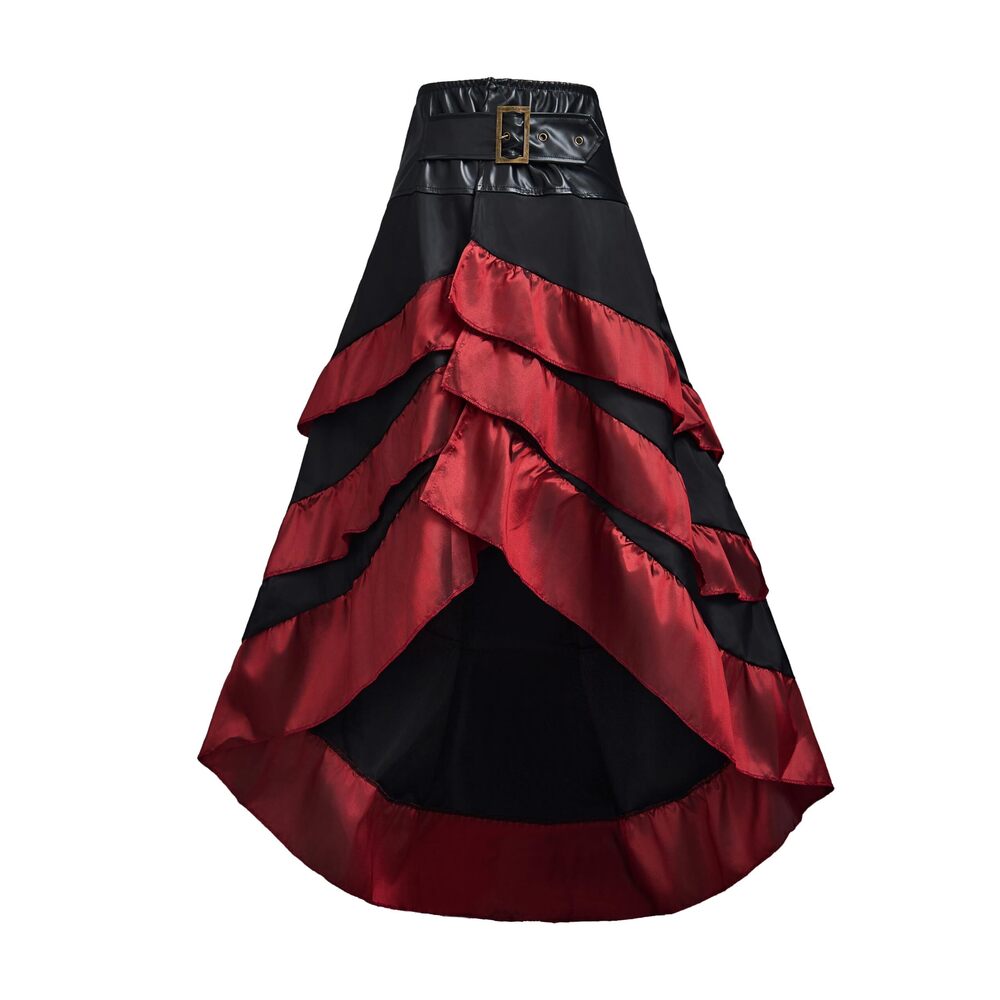 1038 Gothic Steampunk Elastic Waist Halloween Cosplay Party Button Skirt S